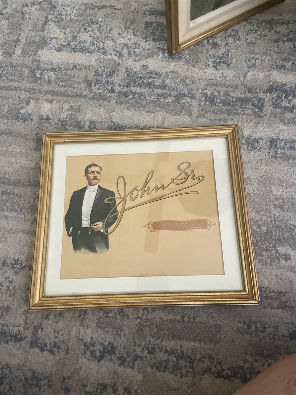 Antique Victorian AmericanLithograph Cigar John Sr, Very MildAdvertising Label